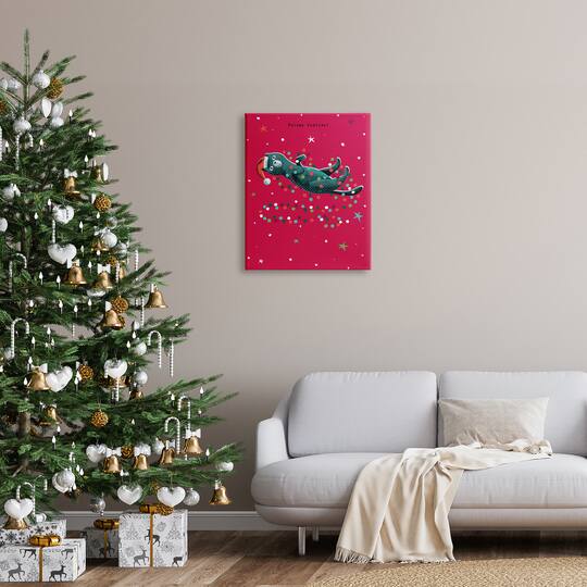 Stupell Industries Feline Festive Christmas Cat Canvas Wall Art